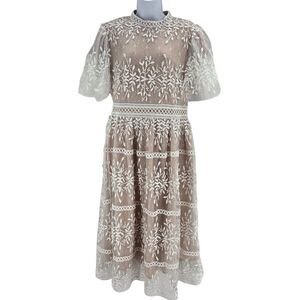 Ivy City Co Sicily Lace Midi Dress w/ SS30 Rhinestones & Faux Pearls